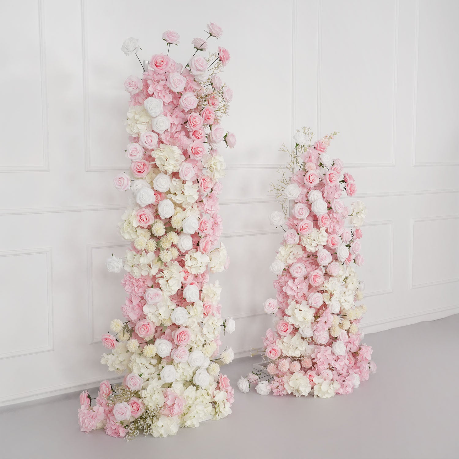 Uflower Artificial Pink White Wedding KT Backdrop Flower Row Decor